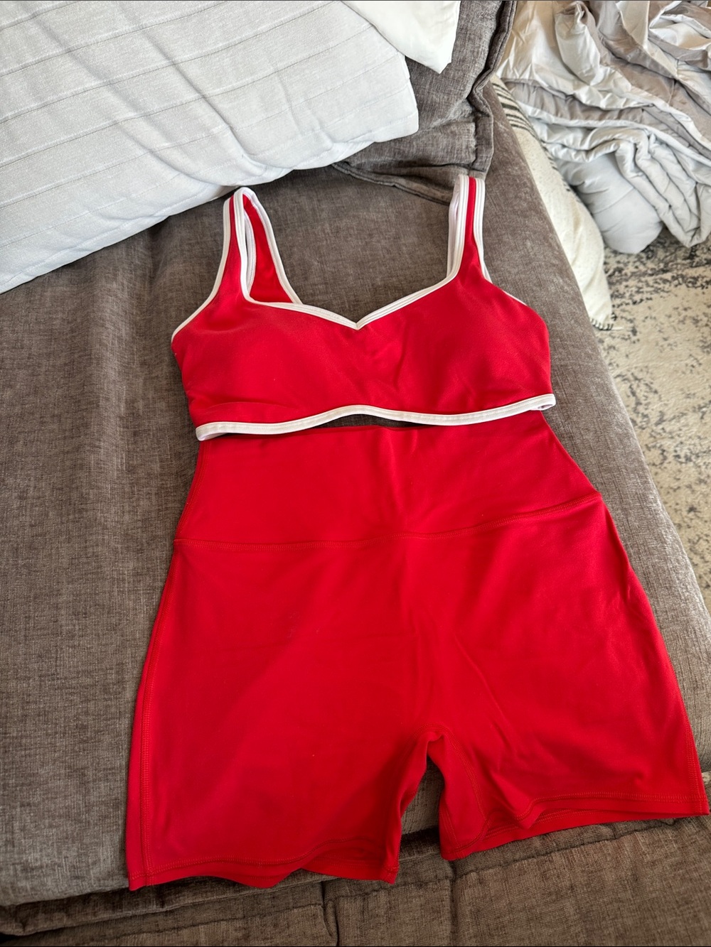 Abercrombie Red Two-Piece Seamless Tank and Short Set